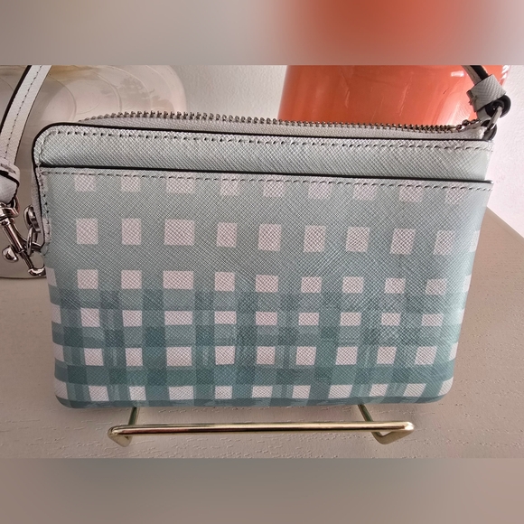 Coach Gingham Saffiano L-Zip Small Wristlet With COA - Picture 4 of 12